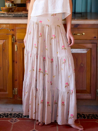 Hanna Convertible Maxi Skirt - Pin Dot Prairie Cream-view 1
