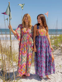 Sanibel Kaftan Maxi Dress - Diamond Border Folk Floral-view 1