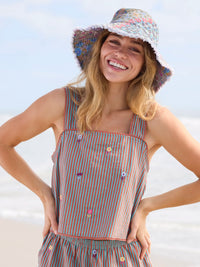 Embroidered Striped Tank - Terracotta Tide-view 1