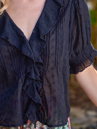 My Favorite Cotton Top - Black Eyelet-view 1