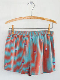 Embroidered Striped Shorts - Terracotta Tide-view 1