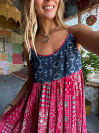 Gigi Mini Dress - Navy Red Mixed Print-view 1