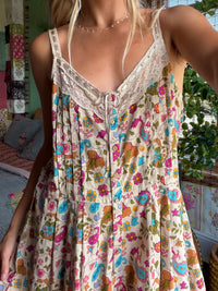 Meadow Cotton Romper - Multicolored Paisley Floral-view 1