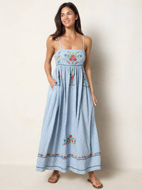 Bailey Maxi Dress - Alma Stamp Blue-view 1