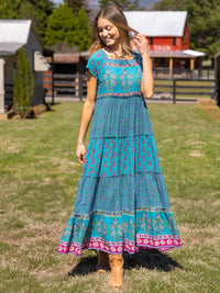Berkley Maxi Dress - Teal Wildflower Tiles-view 1