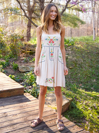 Bailey Embroidered Mini Dress - Oatmeal-view 1