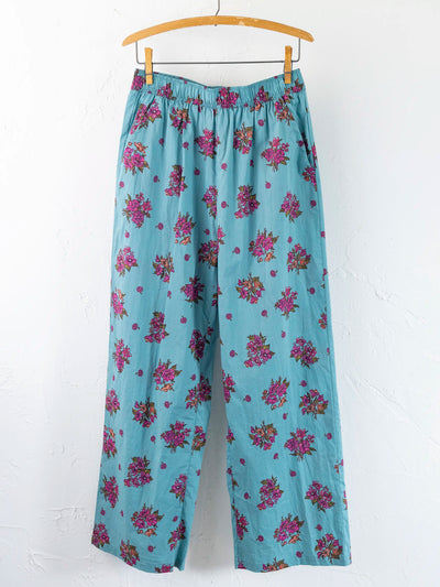 Mix & Match Cotton Pajama Pants - Flower Picking Teal-view 1
