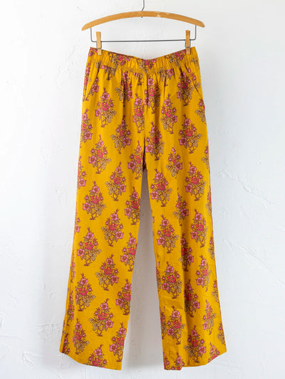 Mix & Match Cotton Pajama Pants - Garden Block Stamp Gold-view 1