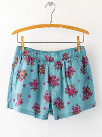 Mix & Match Cotton Pajama Shorts - Flower Picking Teal-view 1