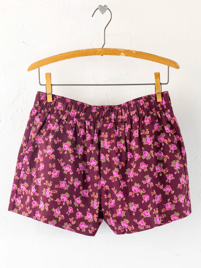 Mix & Match Cotton Pajama Shorts - Porto Ditsy Merlot-view 1