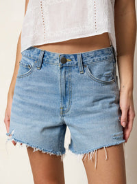 Cotton Denim Shorts - Light Wash-view 1