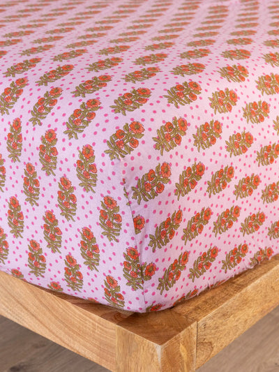 Mix & Match Cotton Fitted Sheet - Pink Polka Dot-view 1