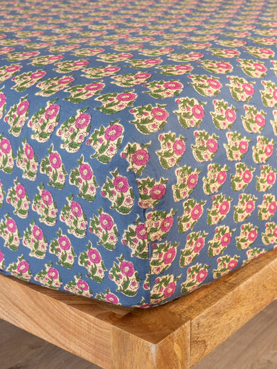 Mix & Match Cotton Fitted Sheet - Denim Fields-view 1