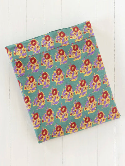 Mix & Match Cotton Flat Sheet - Teal Fields-view 1