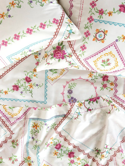 Sooo Soft Cotton Sheet Set - Heirloom Cross Stitch Ivory-view 1
