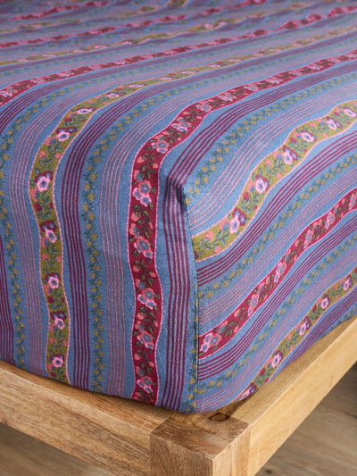 Mix & Match Cotton Fitted Sheet - Retro Ribbons Navy-view 1