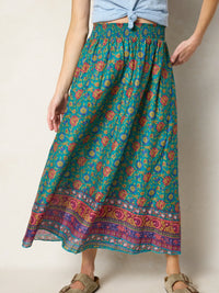 Cotton Skirt-In-A-Bag - Peony Border Teal-view 1