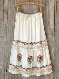 Delilah Embroidered Midi Skirt - Ivory-view 1