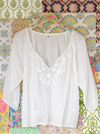 Christy Embroidered Cotton Blouse - Ivory-view 1